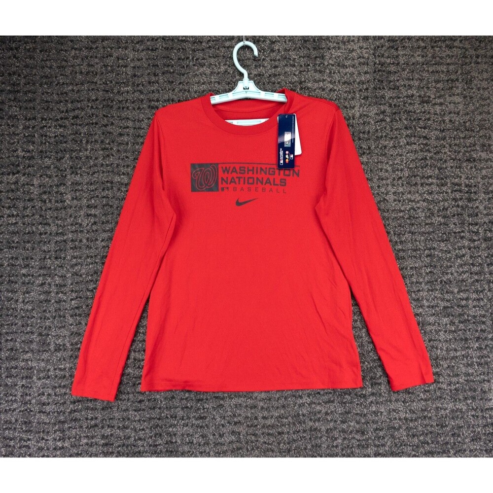 Washington Nationals Shirt Womens Medium Red Long Sleeve The Nike Tee MLB NWT
